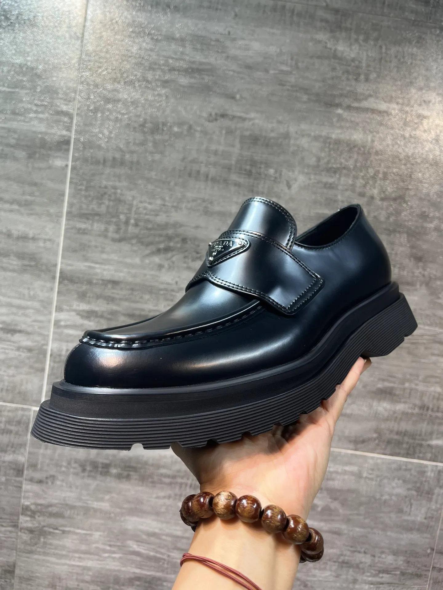 Men's men's shoes 💰800💰 🔥🔥🔥prada derby2025 latest Prada top version thick-soled triangular logo derby shoes, ken same type of fabric imported open edge beads, cowhide lining, cowhide feet complete set packaging code number 38-46